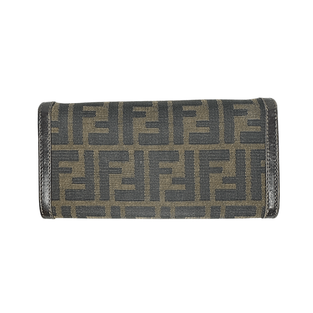 Fendi Zucca Canvas Continental Snap Wallet