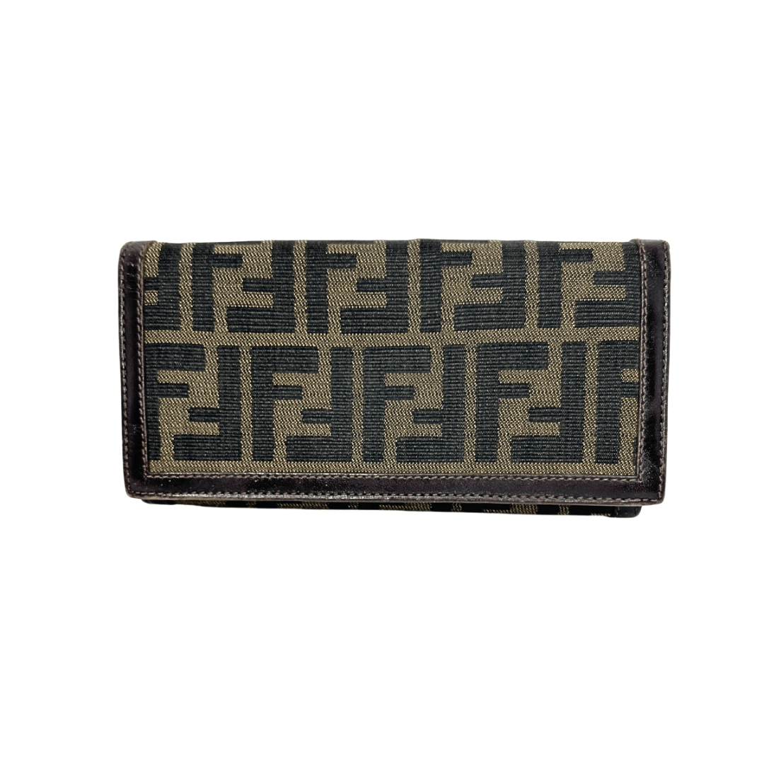 Fendi Zucca Canvas Continental Snap Wallet