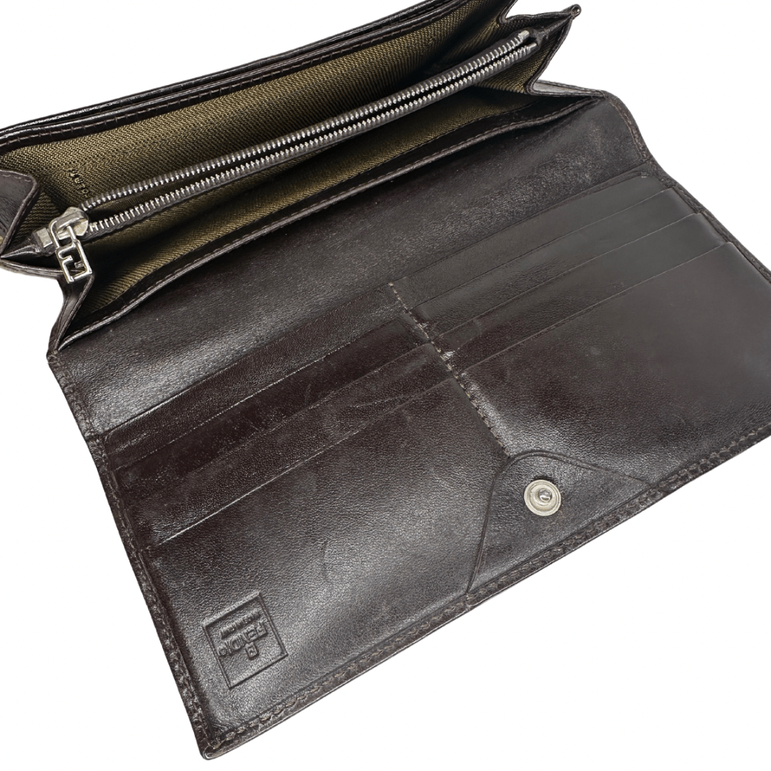 Fendi Zucca Canvas Continental Snap Wallet