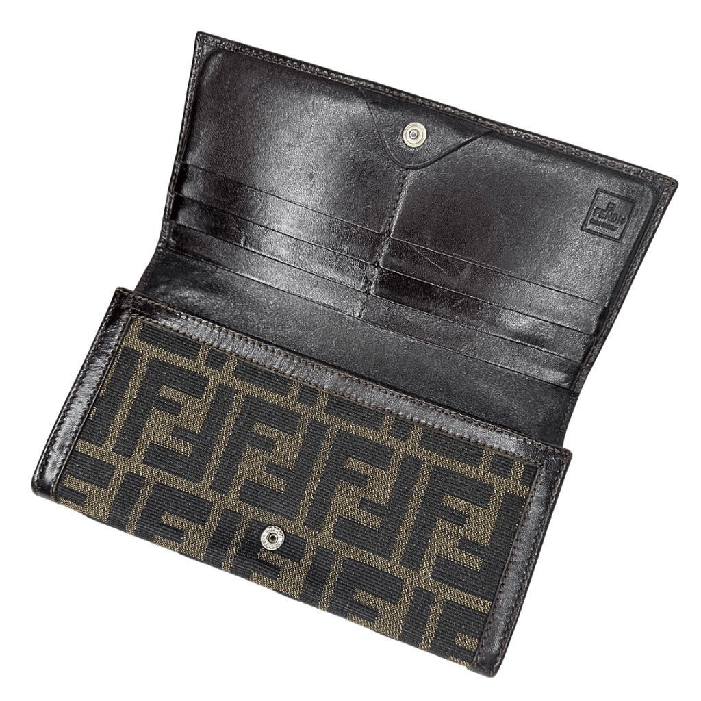 Fendi Zucca Canvas Continental Snap Wallet