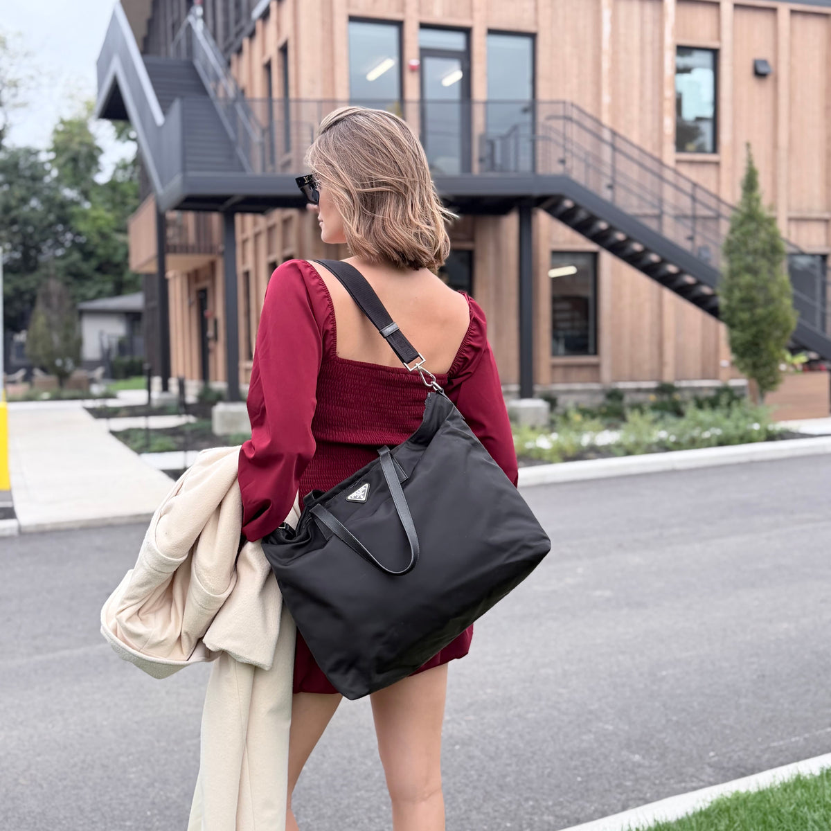 Prada Tessuto Two Way Travel Tote