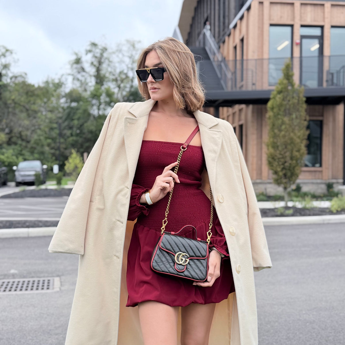 Gucci Double G Marmont Top Handle Flap Bag