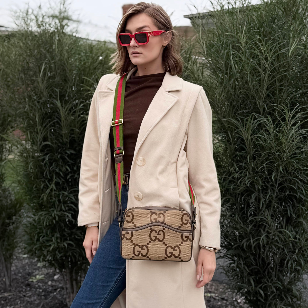 Gucci Jumbo GG Web Messenger Bag