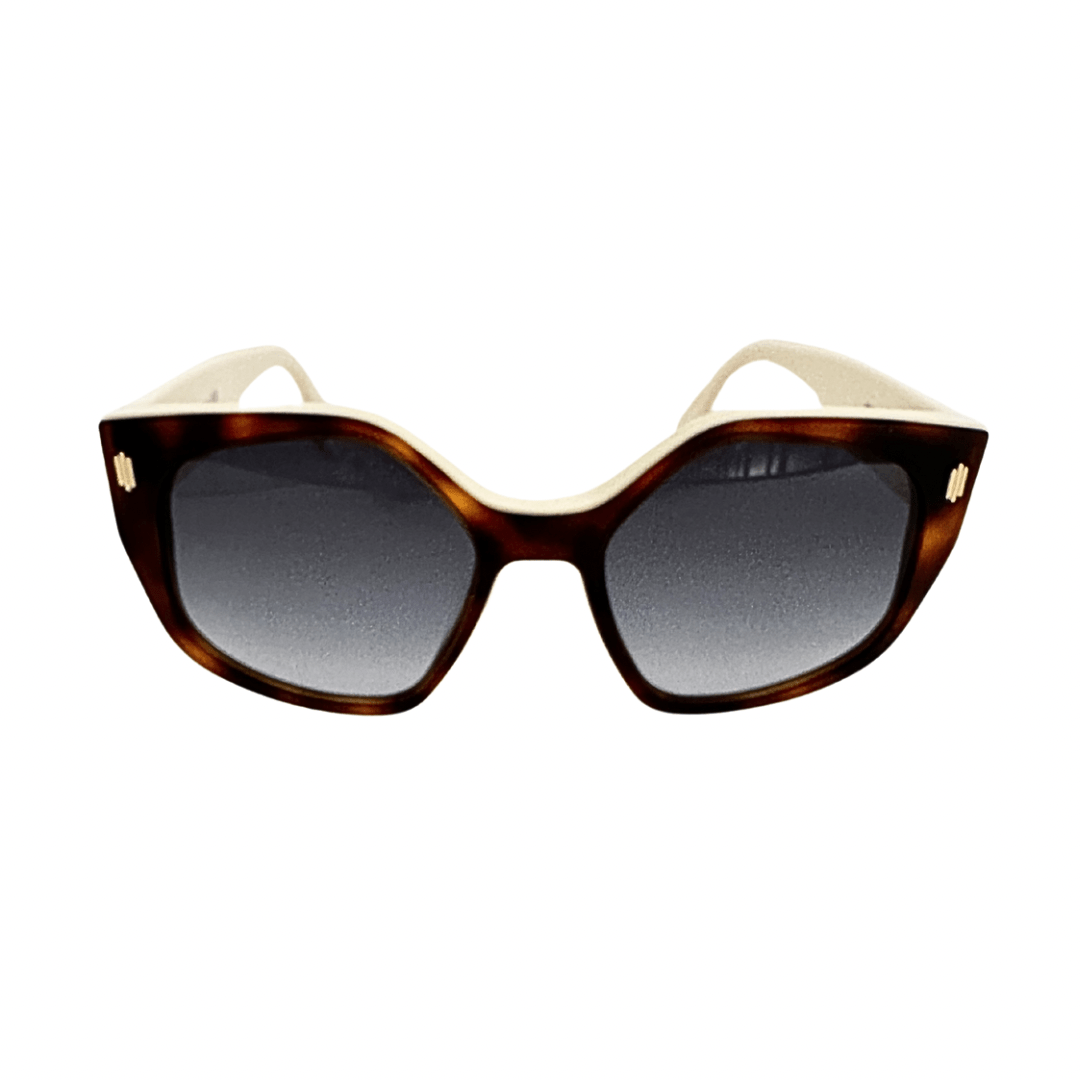 Fendi Creme Tortoise Geometric Sunglasses