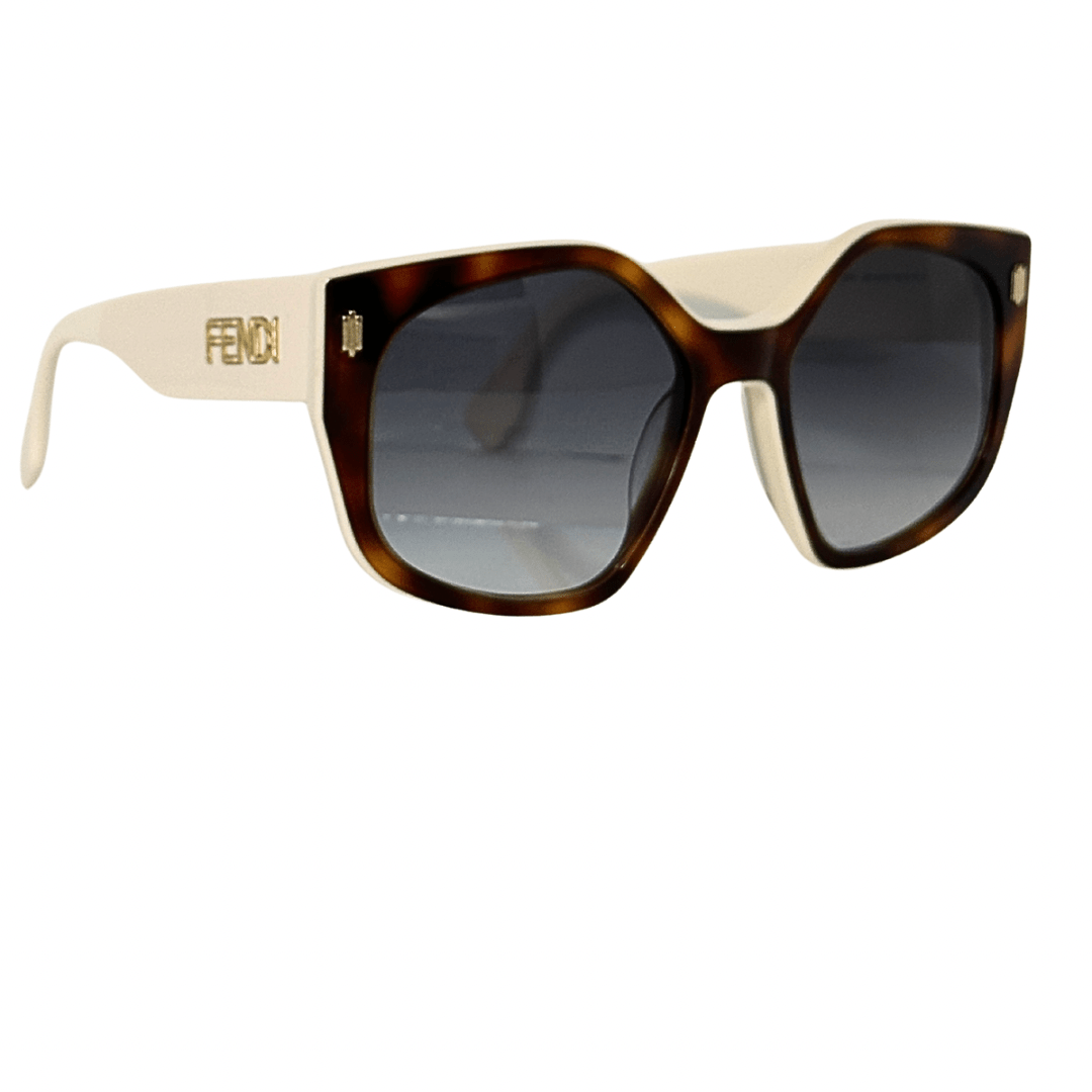 Fendi Creme Tortoise Geometric Sunglasses
