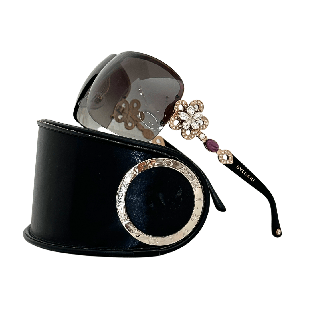 Blvgari Rose Gold Crystal Flower Sunglasses