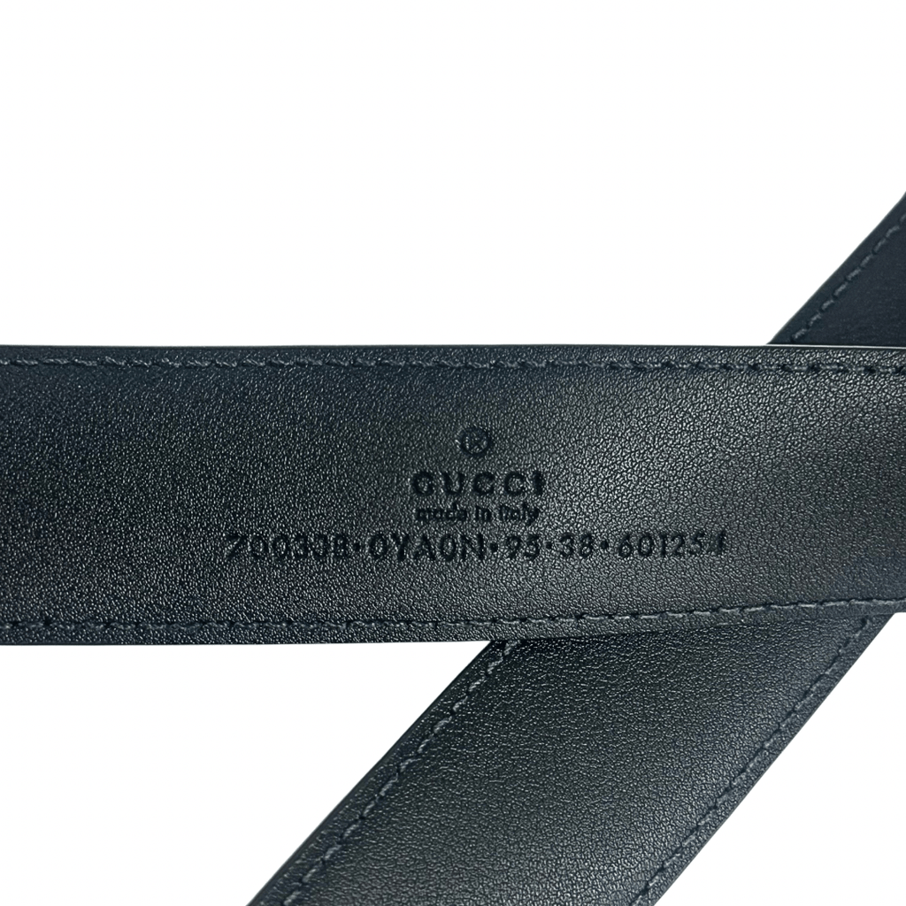 Gucci Black Leather Horseshoe Belt 95/38