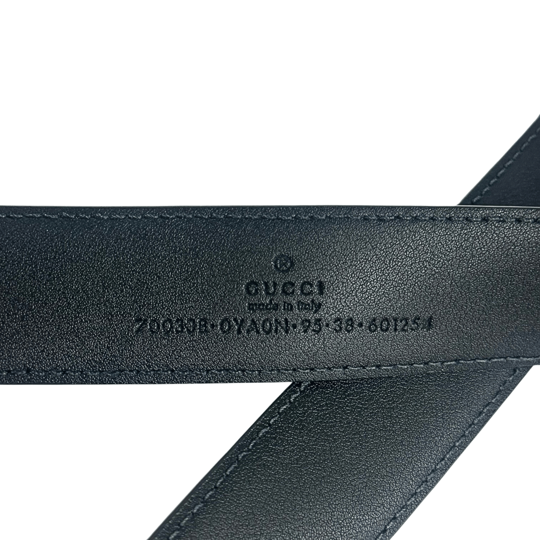 Gucci Black Leather Horseshoe Belt 95/38