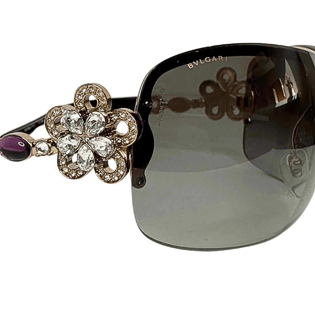 Blvgari Rose Gold Crystal Flower Sunglasses