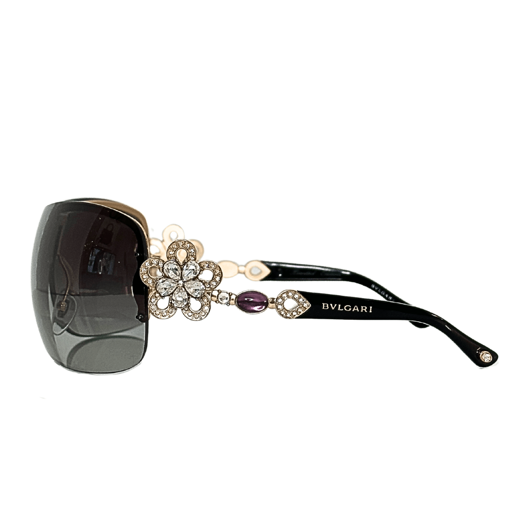Blvgari Rose Gold Crystal Flower Sunglasses