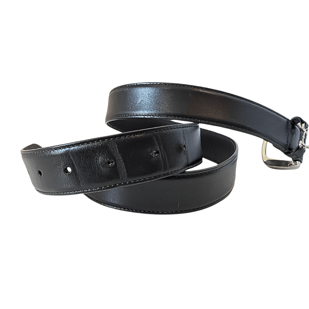 Gucci Black Leather Horseshoe Belt 95/38