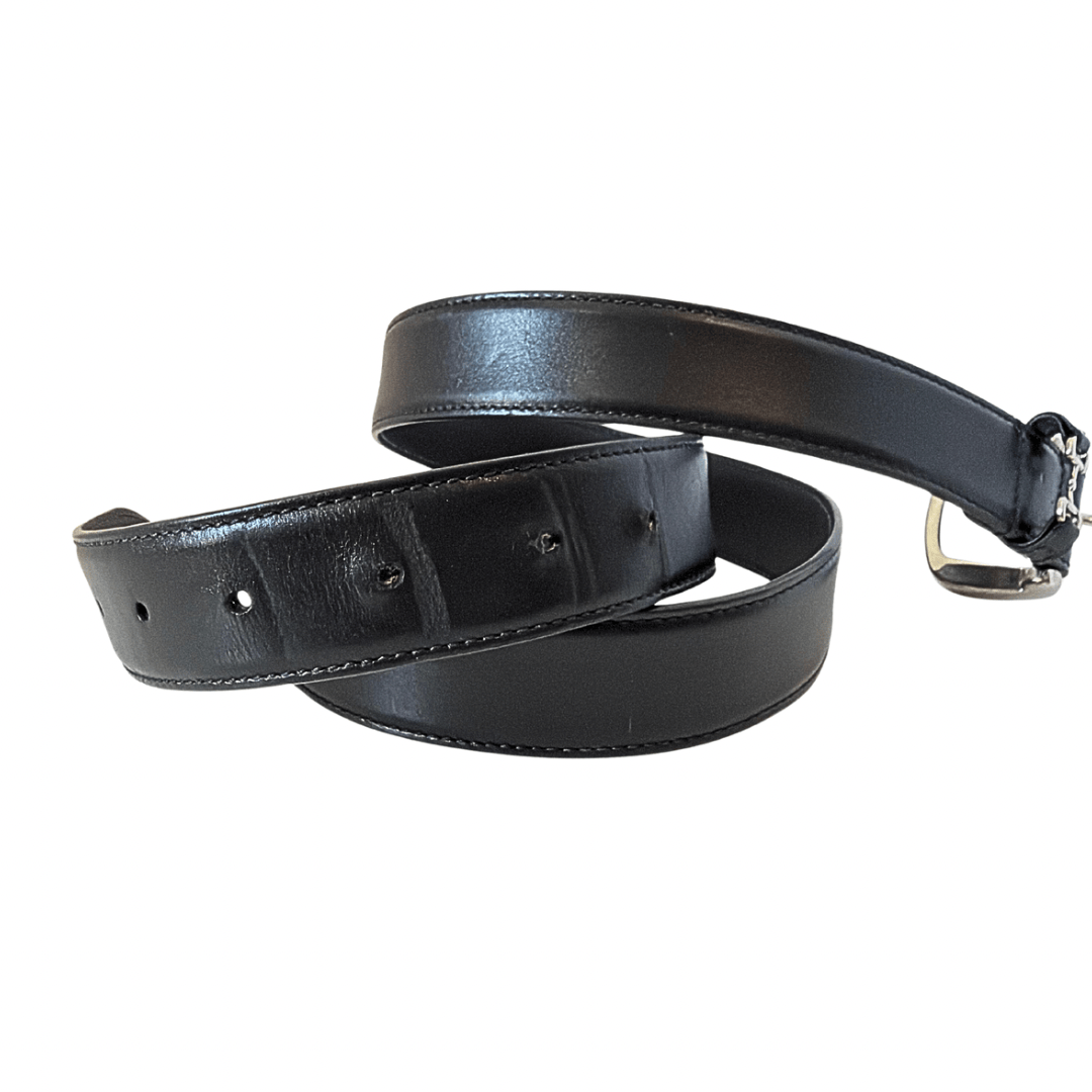 Gucci Black Leather Horseshoe Belt 95/38