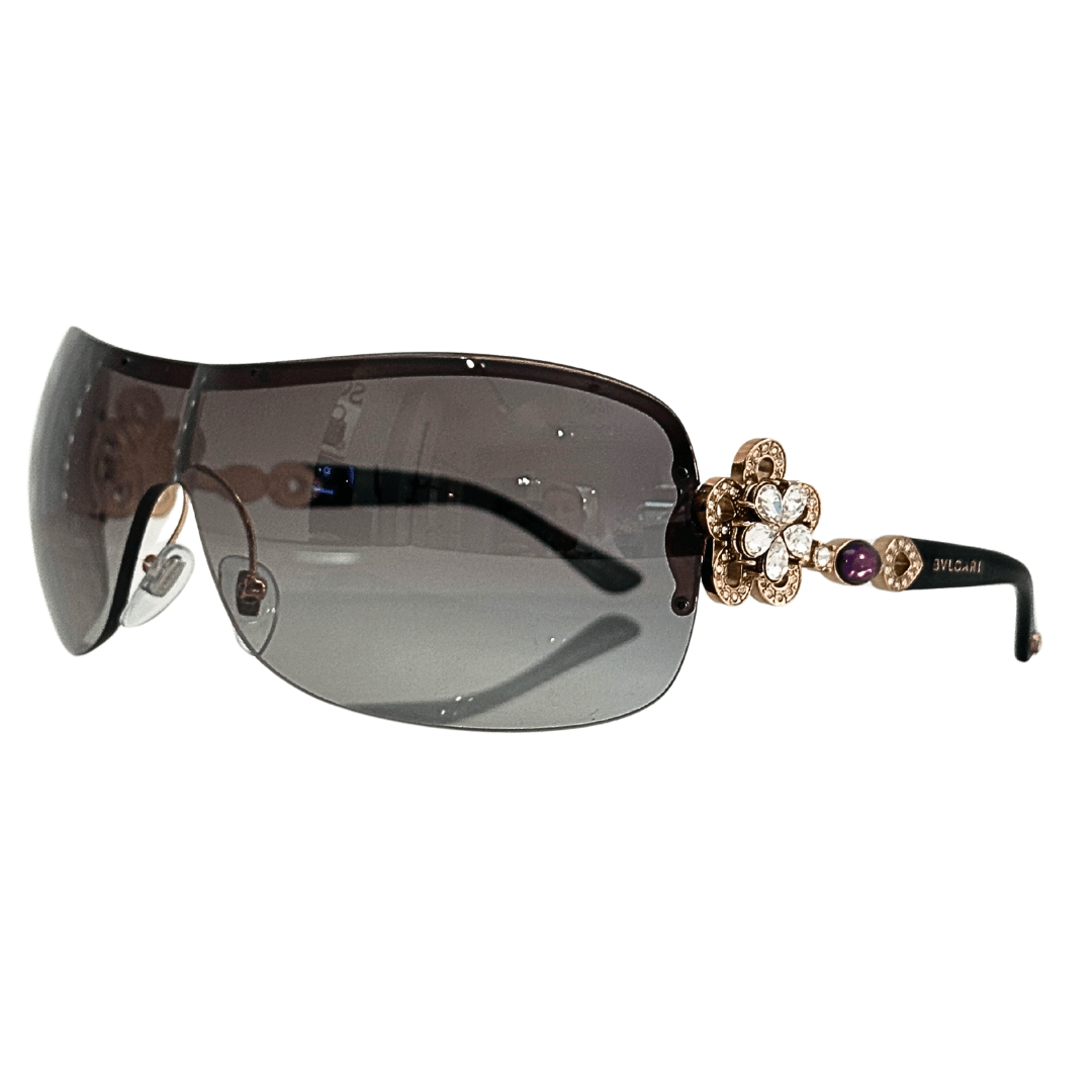 Blvgari Rose Gold Crystal Flower Sunglasses
