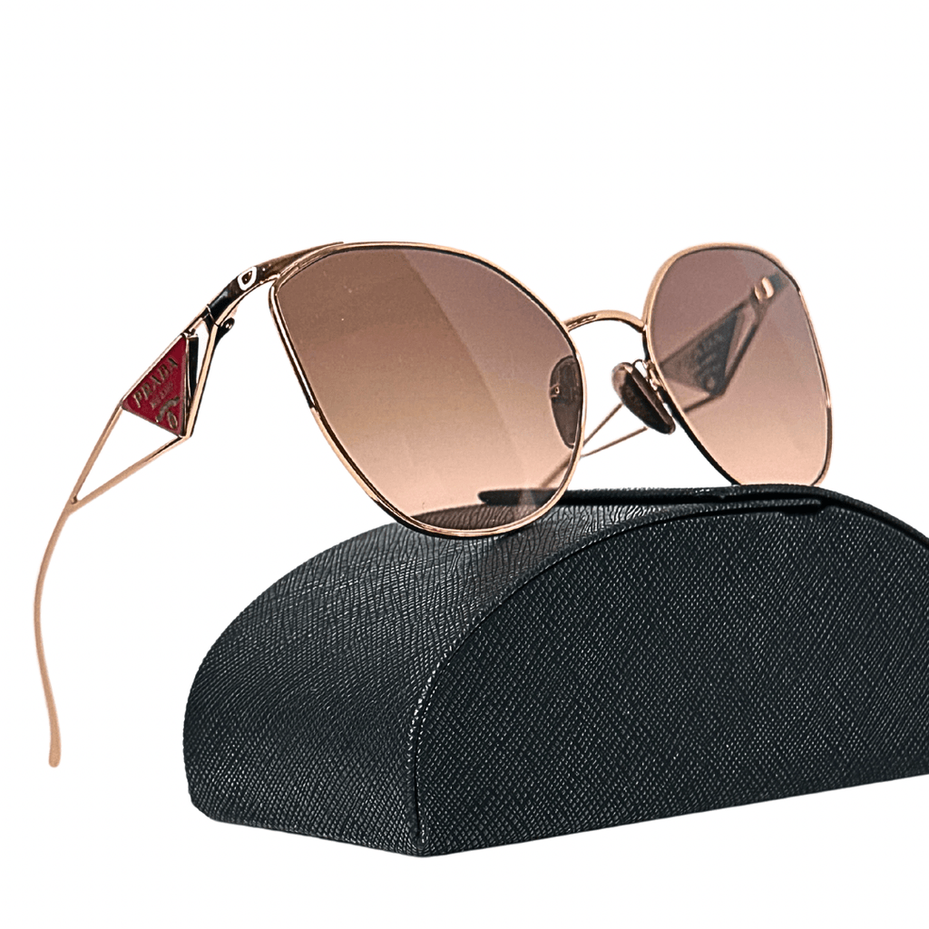 Prada Rose Gold Frame Cat Eye Sunglasses
