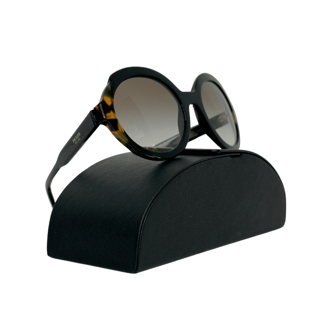 Prada Black Tortoise Oval Sunglasses