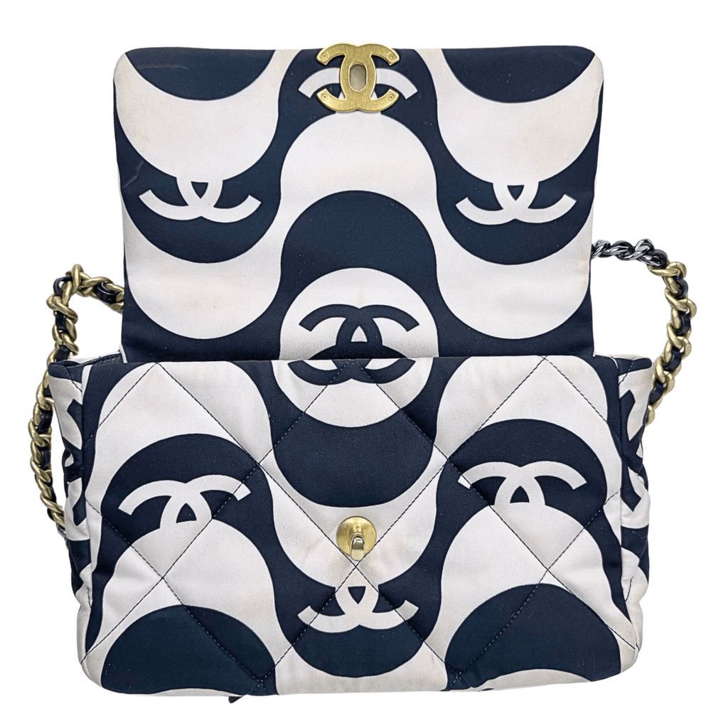 Chanel 19 Fabric Printed Wave Flap Bag