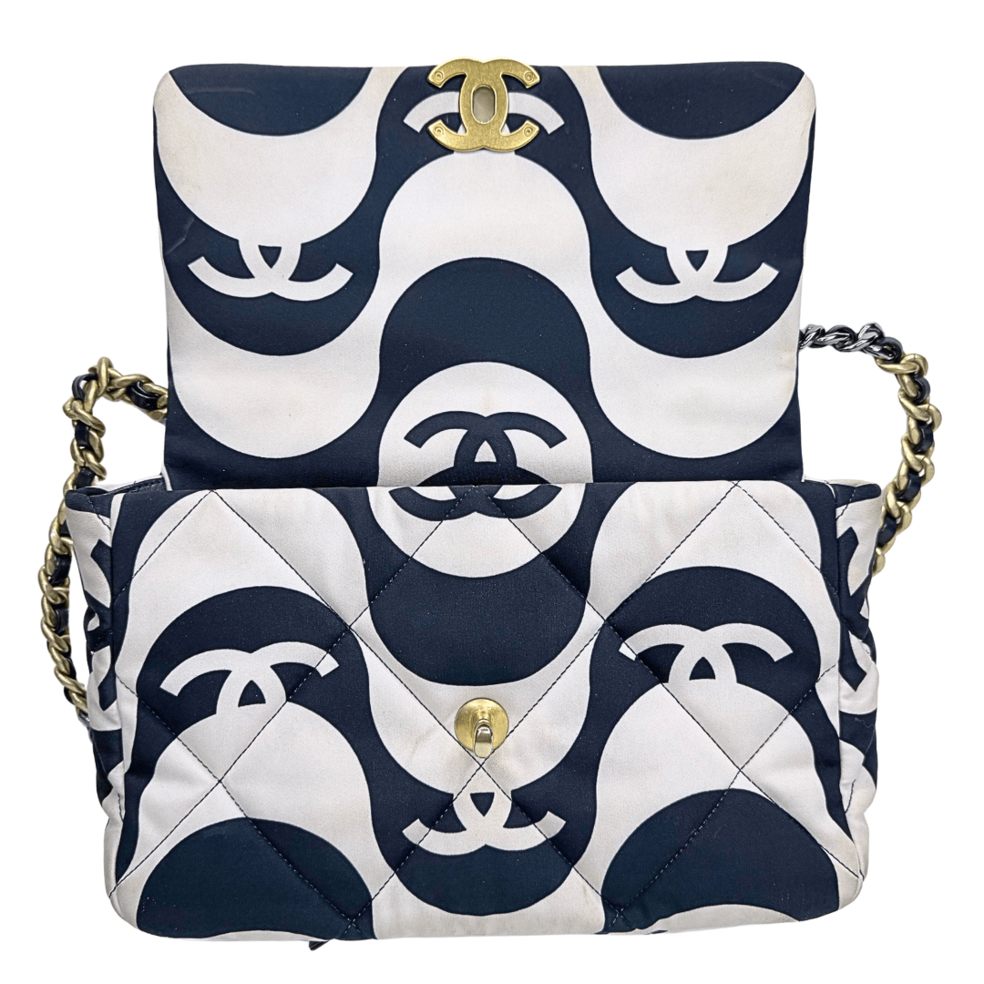 Chanel 19 Fabric Printed Wave Flap Bag
