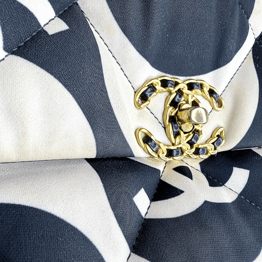 Chanel 19 Fabric Printed Wave Flap Bag