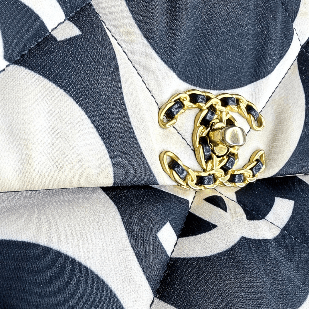 Chanel 19 Fabric Printed Wave Flap Bag