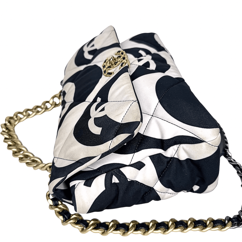 Chanel 19 Fabric Printed Wave Flap Bag