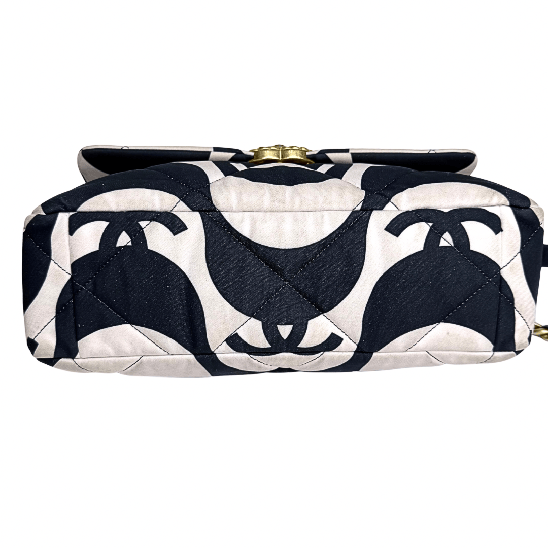Chanel 19 Fabric Printed Wave Flap Bag