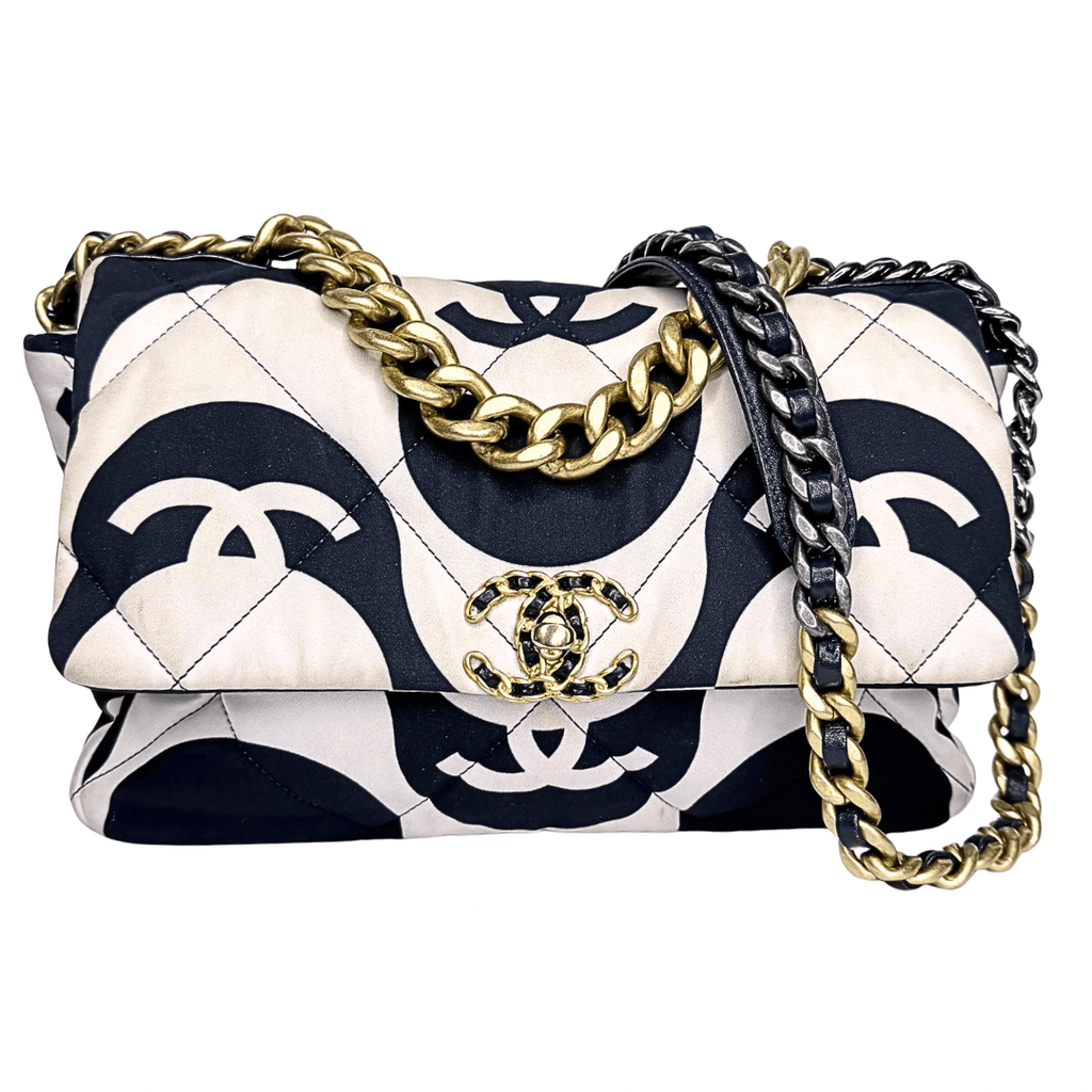 Chanel 19 Fabric Printed Wave Flap Bag