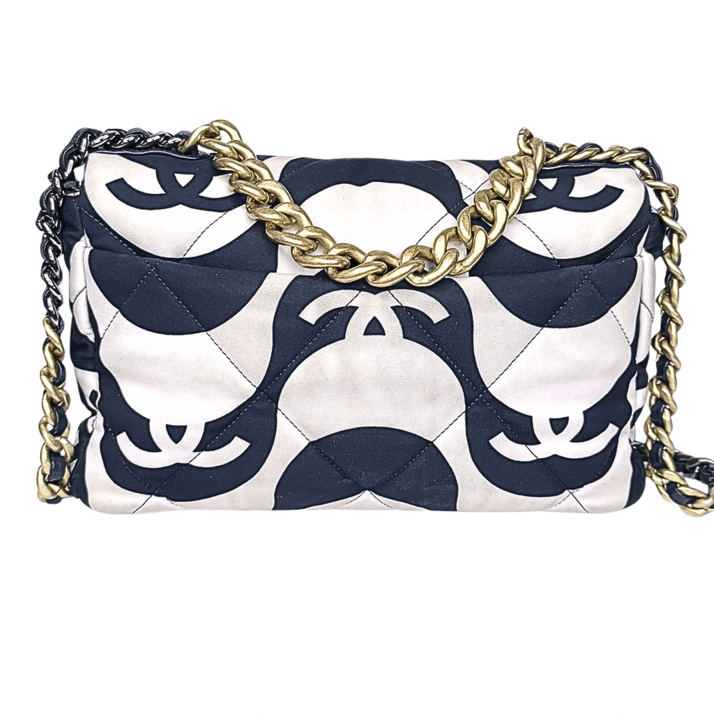 Chanel 19 Fabric Printed Wave Flap Bag