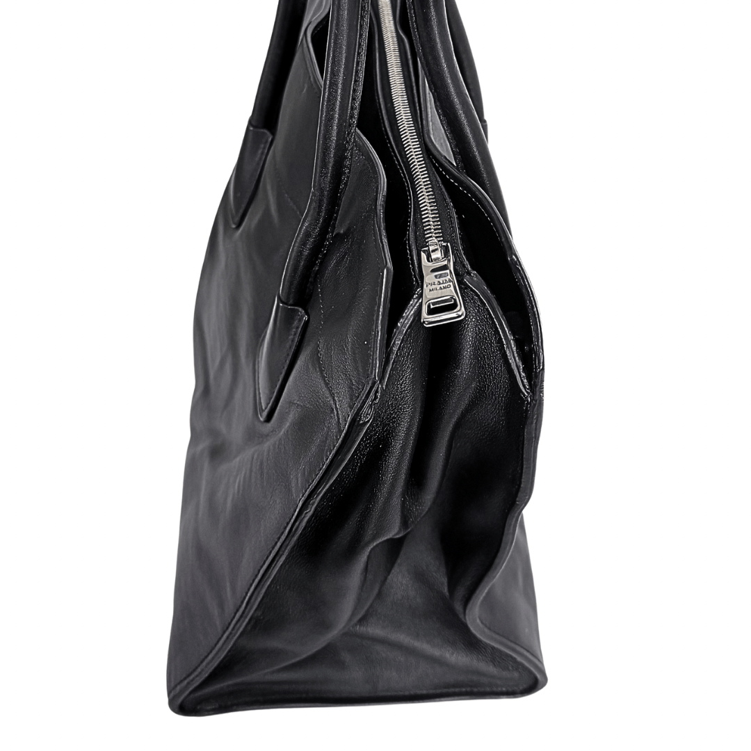 Prada Glacé Calf Leather Twin Pocket Bag w/ Strap