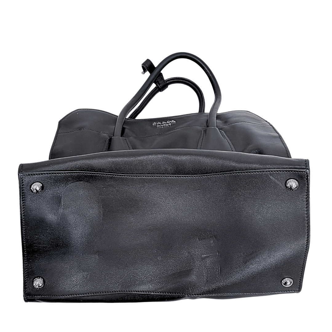 Prada Glacé Calf Leather Twin Pocket Bag w/ Strap