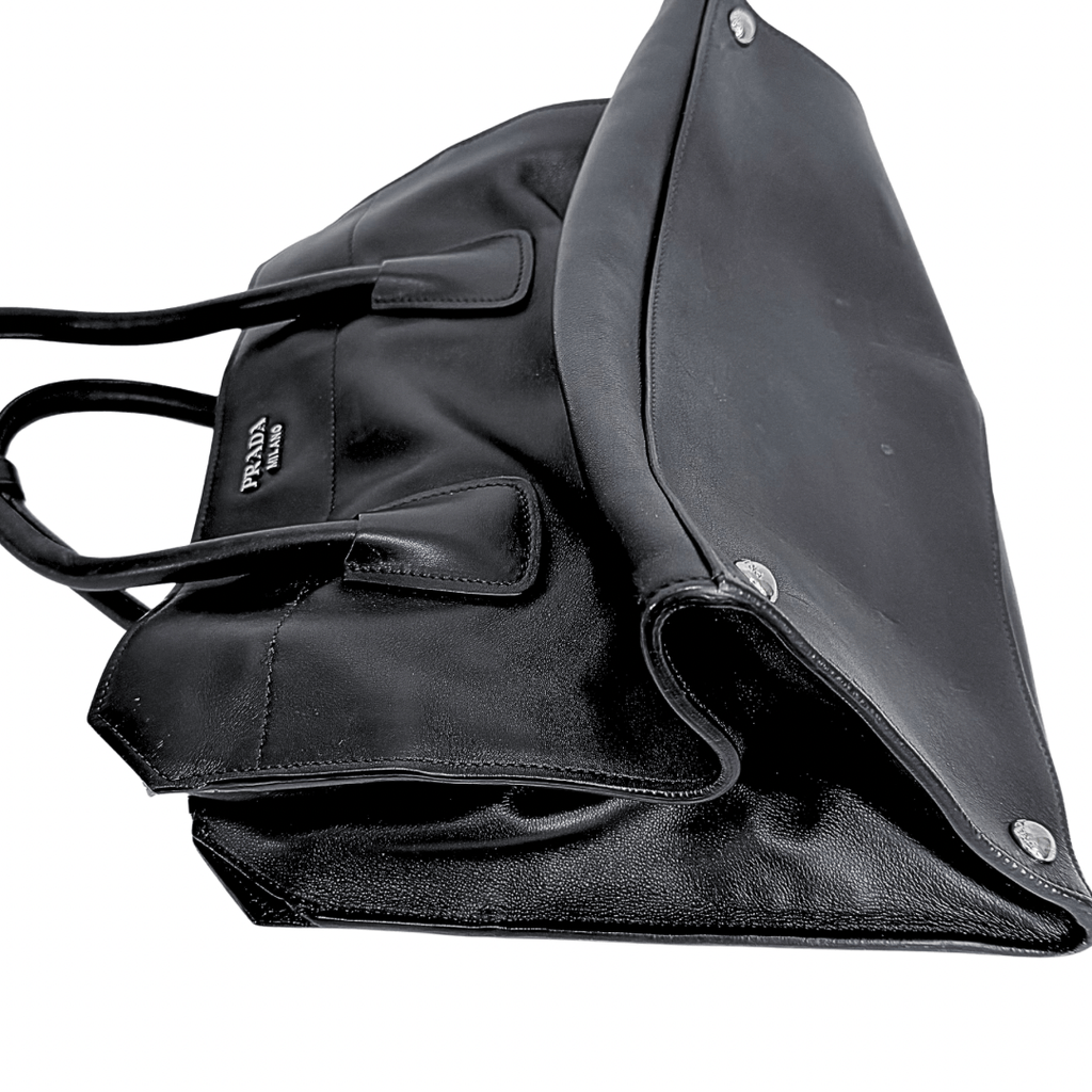 Prada Glacé Calf Leather Twin Pocket Bag w/ Strap