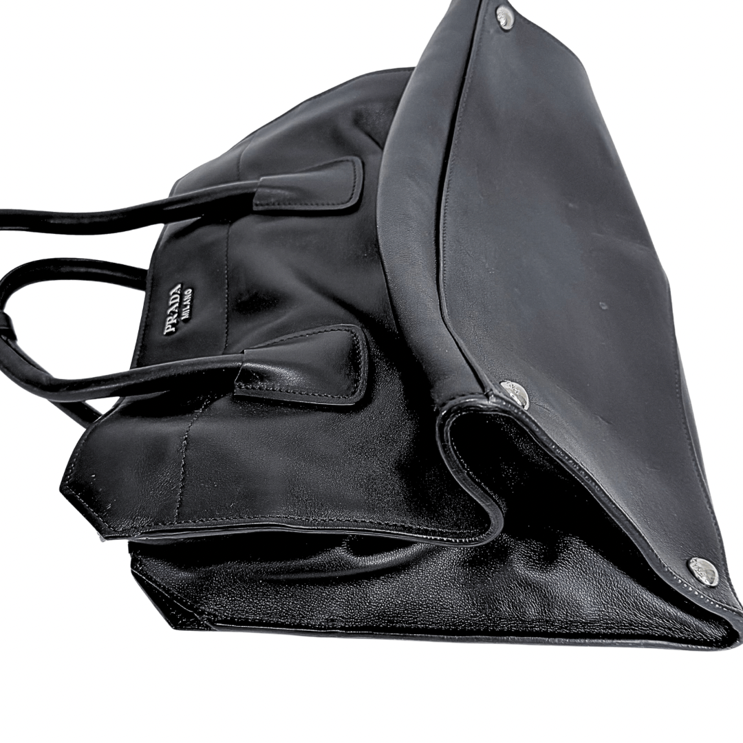 Prada Glacé Calf Leather Twin Pocket Bag w/ Strap