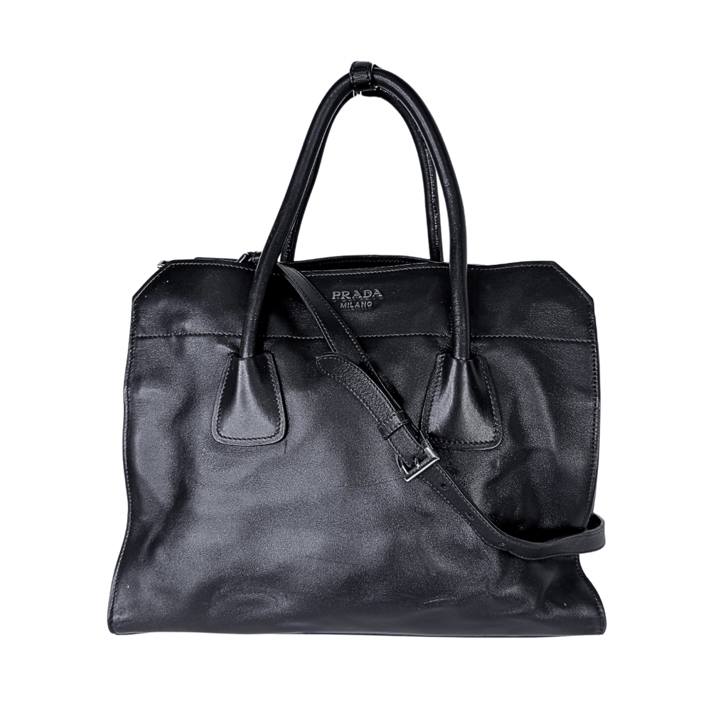 Prada Glacé Calf Leather Twin Pocket Bag w/ Strap