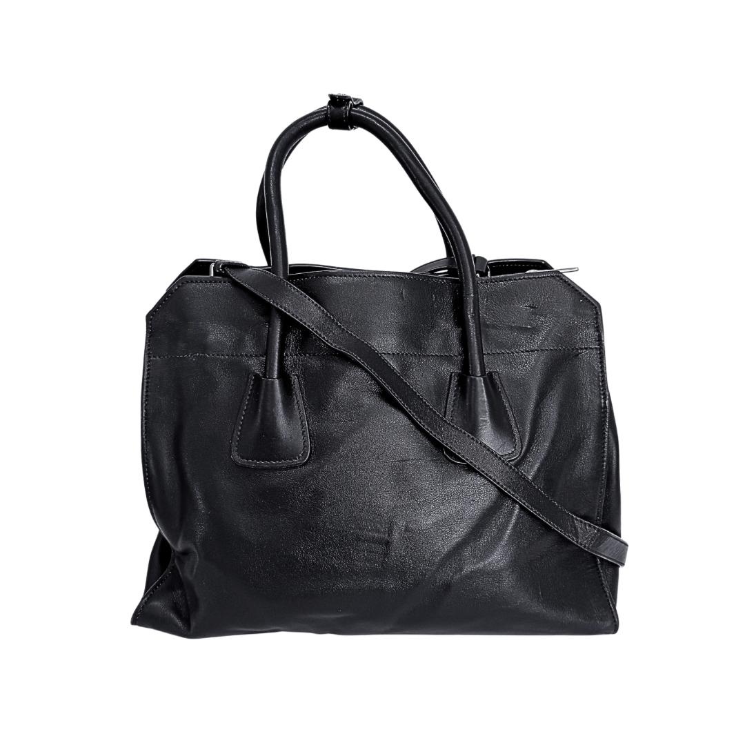 Prada Glacé Calf Leather Twin Pocket Bag w/ Strap