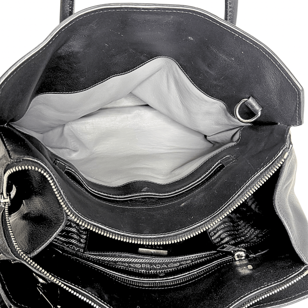 Prada Glacé Calf Leather Twin Pocket Bag w/ Strap