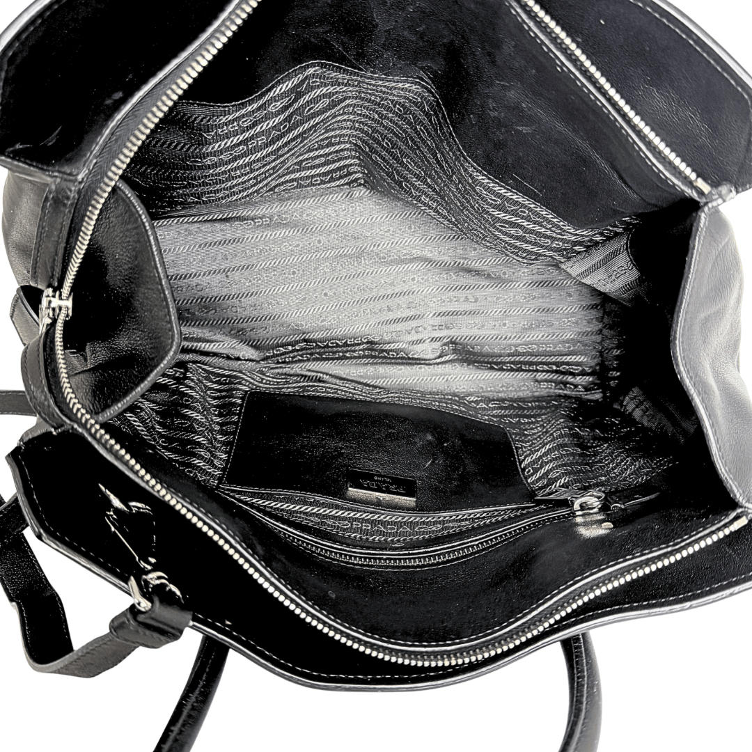 Prada Glacé Calf Leather Twin Pocket Bag w/ Strap