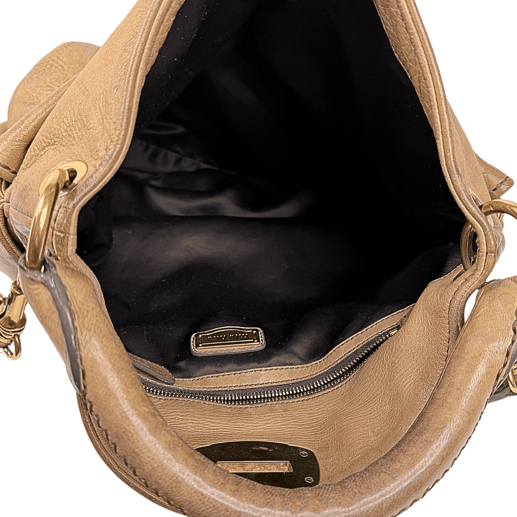 Miu Miu Turnlock Leather Hobo Bag