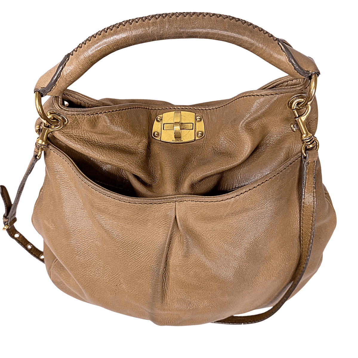 Miu Miu Turnlock Leather Hobo Bag
