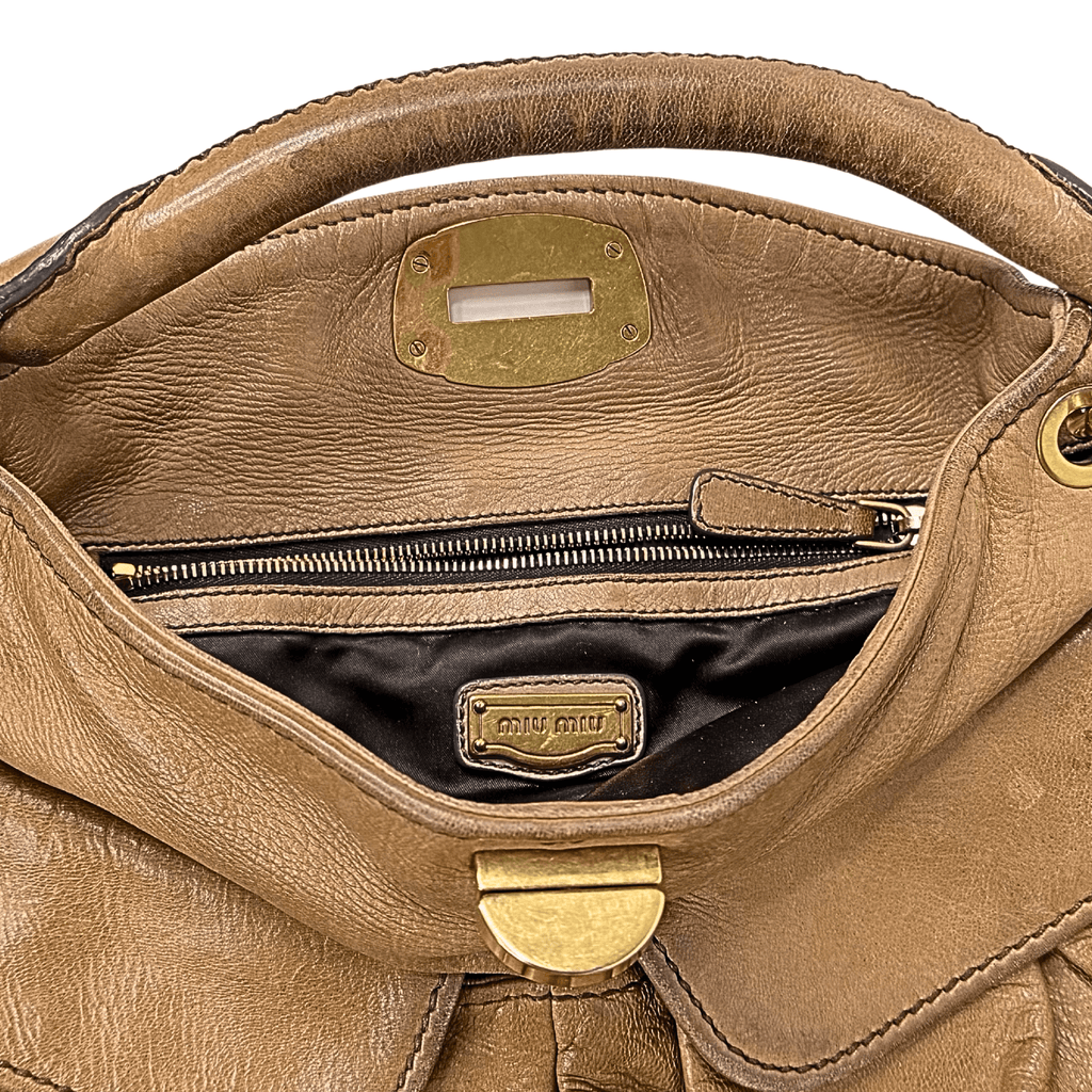 Miu Miu Turnlock Leather Hobo Bag
