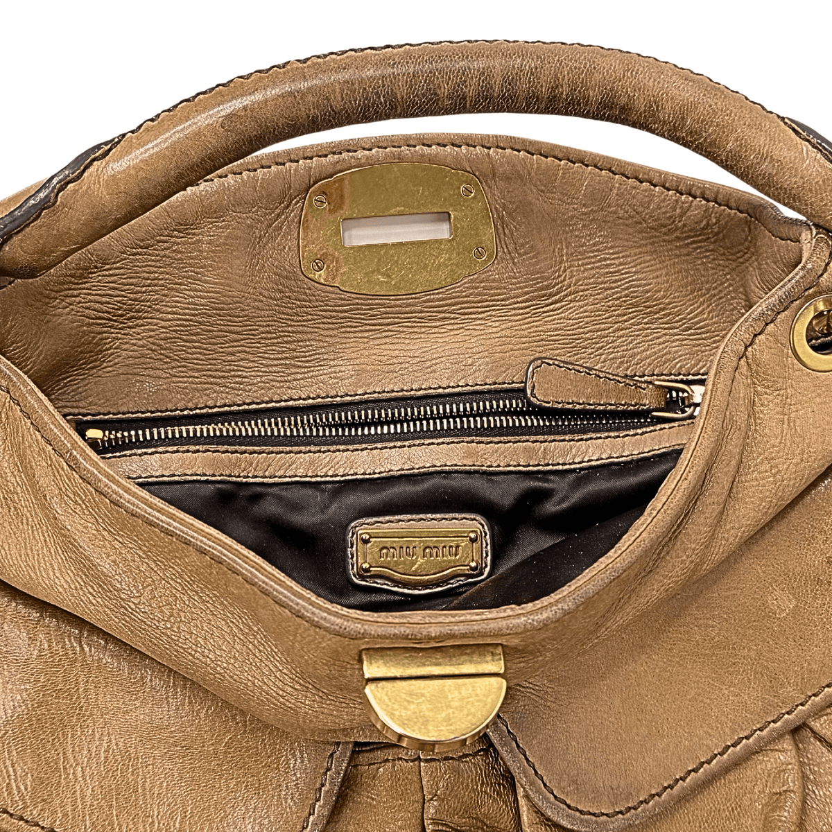 Miu Miu Turnlock Leather Hobo Bag