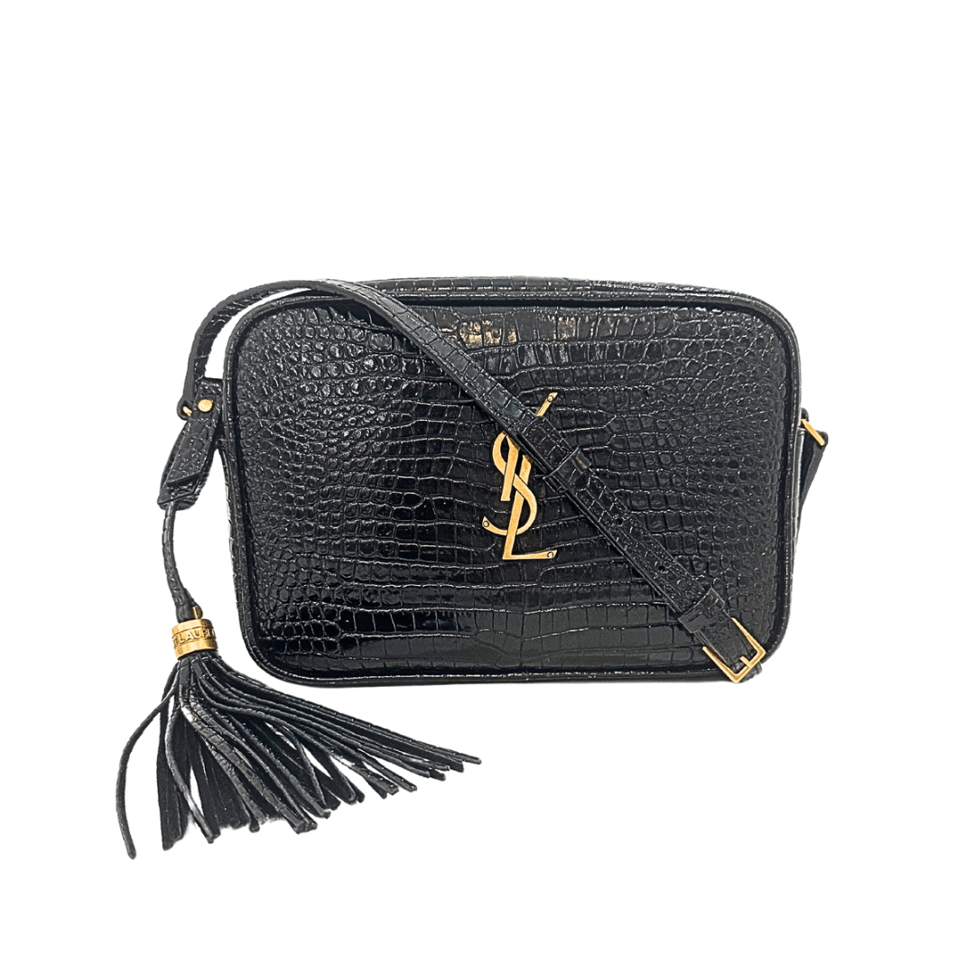 Saint Laurent Monogram Croc Embossed Lou Camera Bag