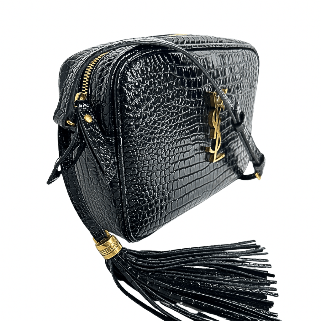 Saint Laurent Monogram Croc Embossed Lou Camera Bag
