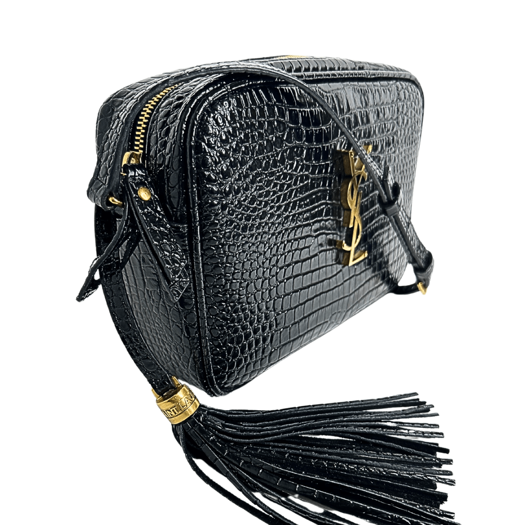 Saint Laurent Monogram Croc Embossed Lou Camera Bag