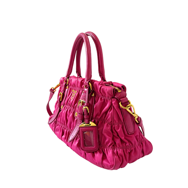 Prada Tessuto Pink Gaufre Top Handle Bag