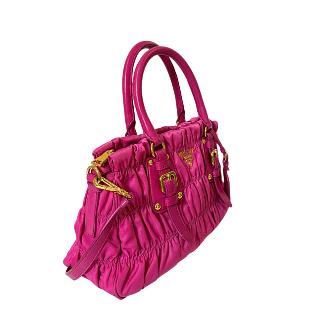 Prada Tessuto Pink Gaufre Top Handle Bag