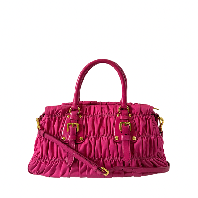 Prada Tessuto Pink Gaufre Top Handle Bag