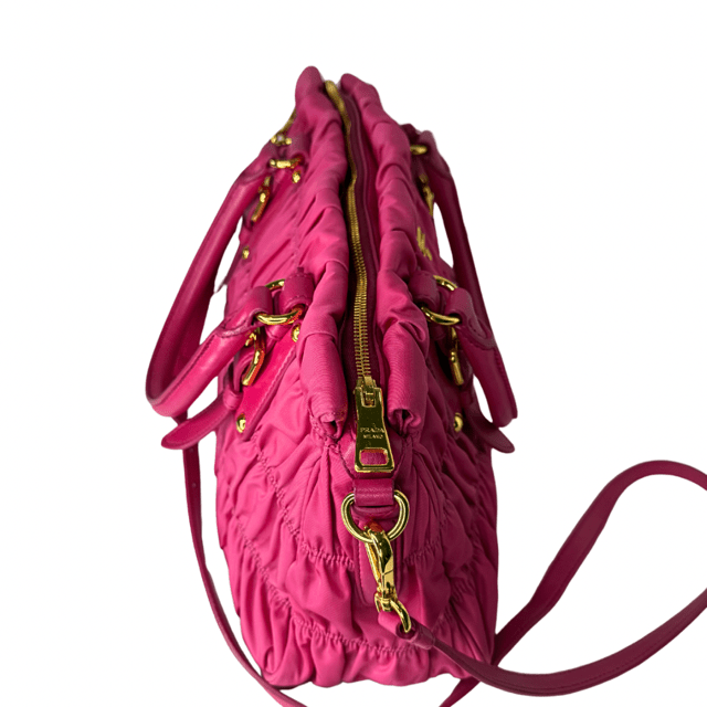 Prada Tessuto Pink Gaufre Top Handle Bag
