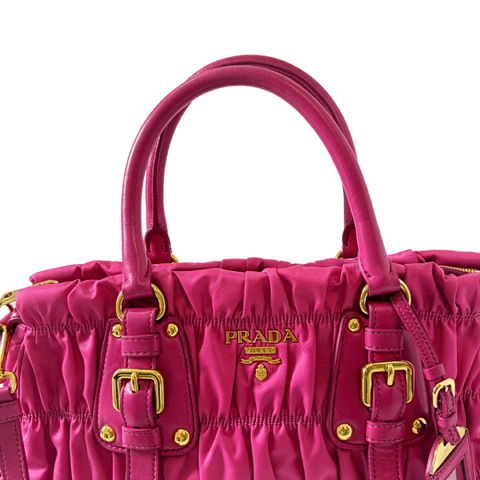 Prada Tessuto Pink Gaufre Top Handle Bag