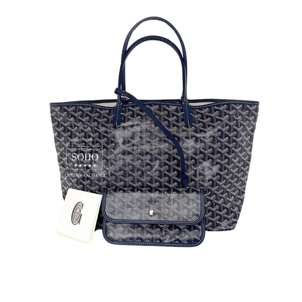 Goyard Goyardine Navy Saint Louis PM w/ Pouch