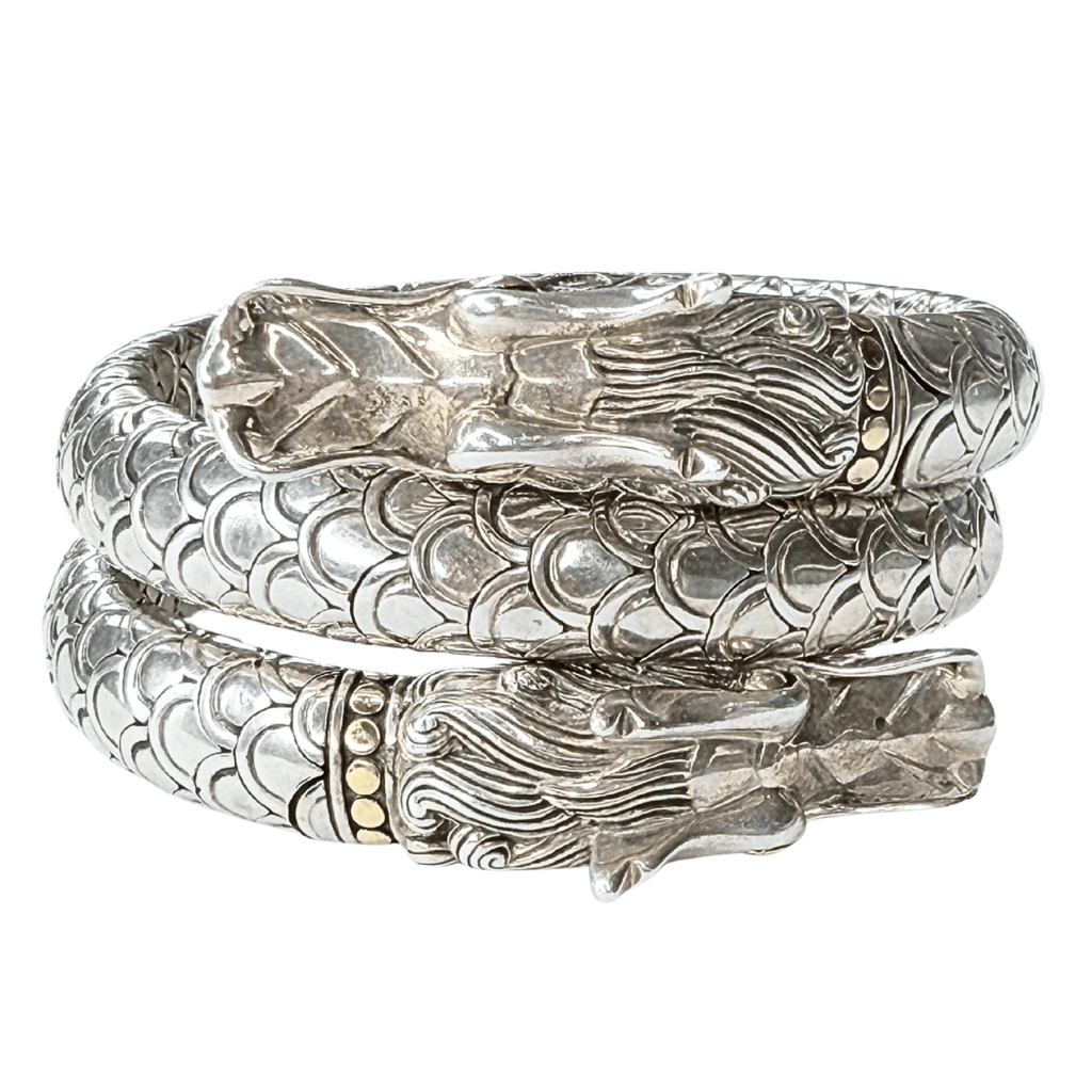 John Hardy Two-Tone Dragon Double Coil Wrap Bracelet