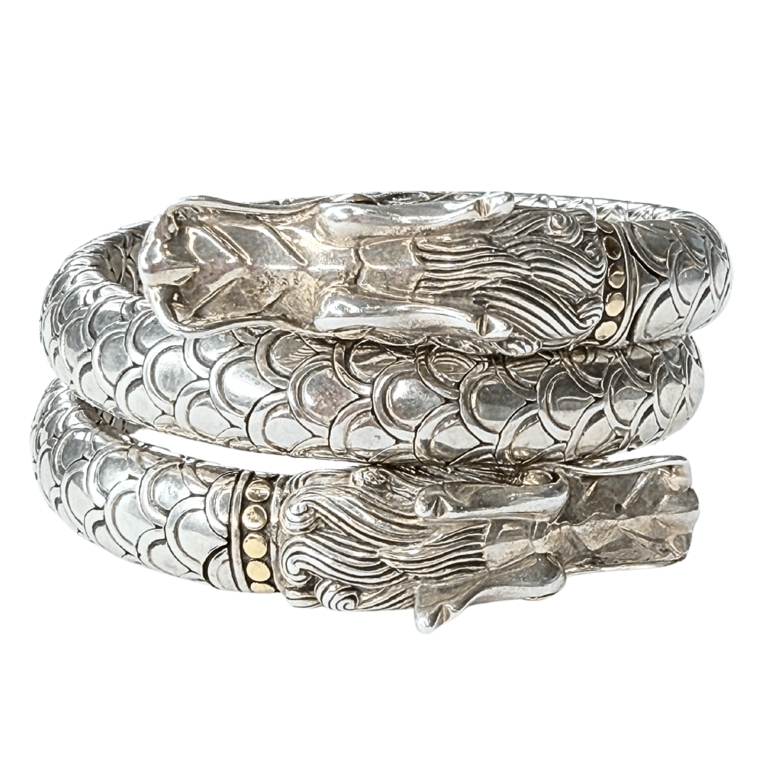 John Hardy Two-Tone Dragon Double Coil Wrap Bracelet